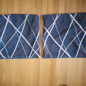 Miulee 18" x 18" Navy Silver & Brown Geometric Pattern 2 Pillow Covers Only